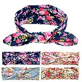 DZT1968® Baby Girl Floral Rabbit Ear Wide Turban Headband Head Wrap Knotted Hair Band