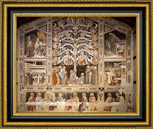 Last Supper, Tree of Life and Four Miracle Scenes by Taddeo Gaddi - 18" x 23" Framed Giclee Canvas Art Print - Ready to Hang