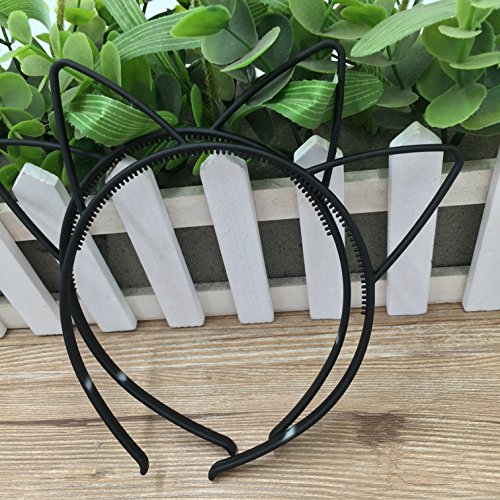 XIMA 12pcs Black Color Cute ABS Plastic Girls Cat Ears Headband Girls Head Band Baby for Children Accessories (Black-Cat Ear)