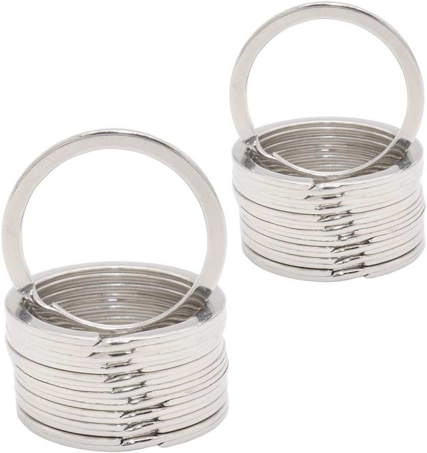 Leen4You Key Rings Metal Split Rings Flat Keyrings Keychain Ring Hoop for Car Home Keys -Pack of 20 (32mm)