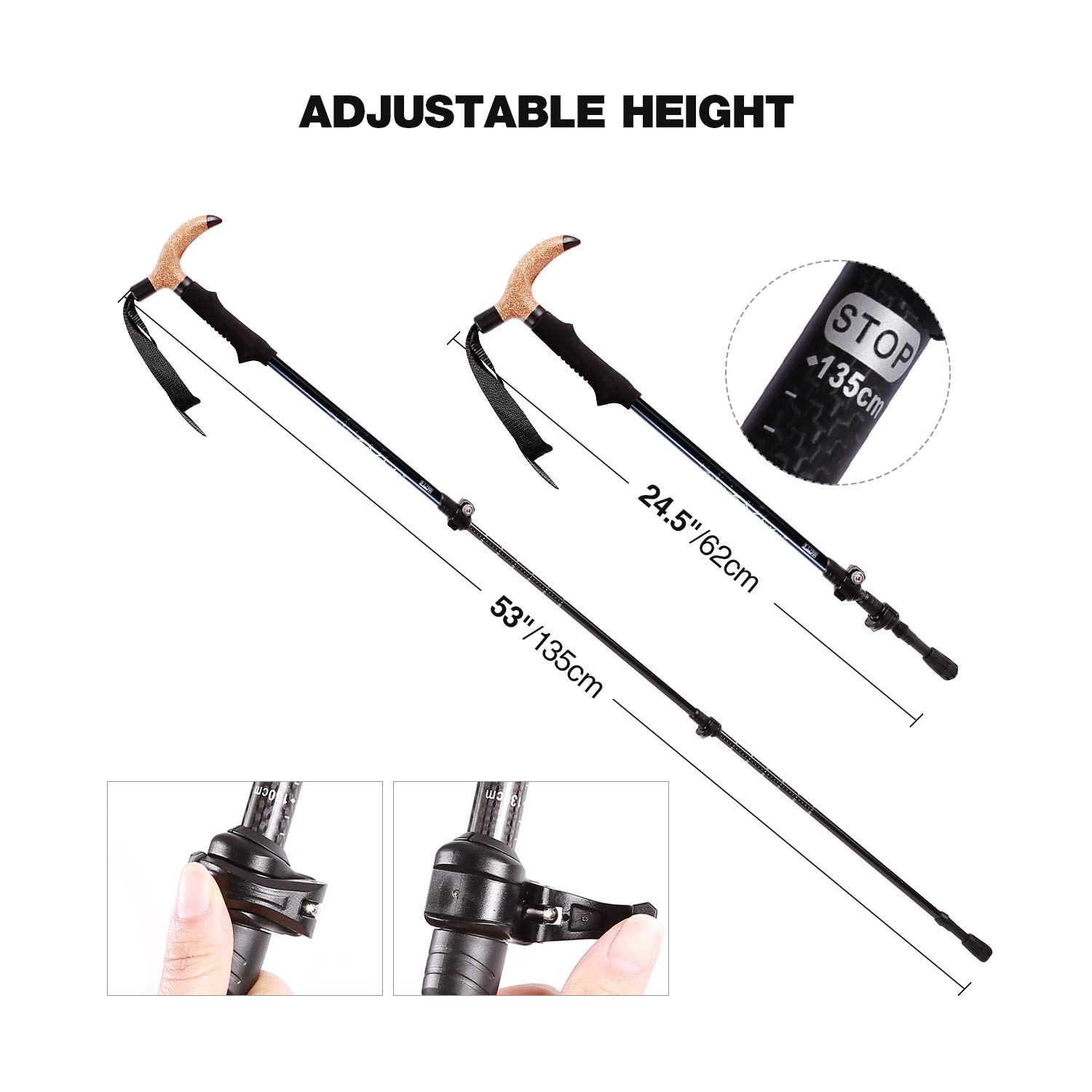 cork handle walking sticks