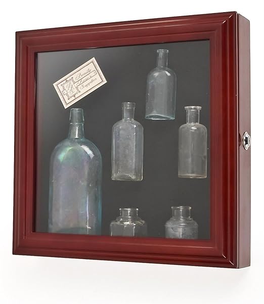 Displays2go Square Shadow Box Frame for Wall Mount, 151/8" x 151/8", with Hinged Swingopen