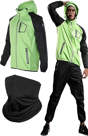 Amazon 発汗力no 1 サウナスーツ メンズ レディース 洗濯可 男女兼用 吸汗速乾 フェイスカバー付き Clemor ランニングウェア メンズ