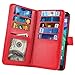 NEXTKIN Moto X Style XT1575 Case, Leather Dual Wallet Folio TPU Cover, 2 Large Pockets Double flap, Multi Card Slots Snap Button Strap For Motorola Moto X Style XT1575 Pure Edition 3rd Gen - Red