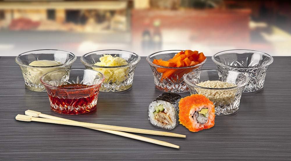 Godinger Bowl Set - Crystal Mini Prep, Dip, Dessert, Bar Snack Dish Bowls - 2oz, Set of 6: Kitchen & Dining