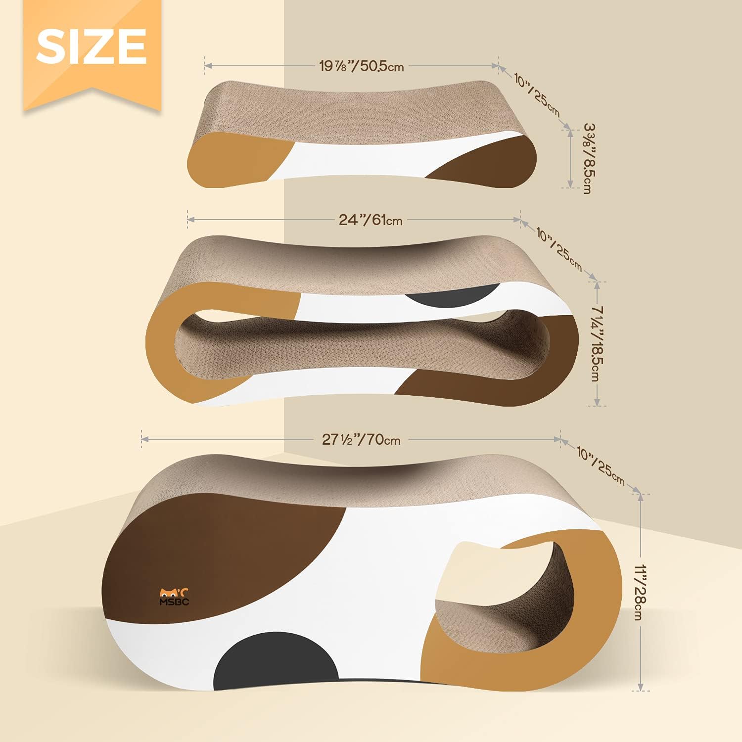 ComSaf Cat Scratcher Cardboard, 3 in 1 Scratching Lounge Bed, Corrugated Scratch Pad, Cat Training Toy for Large Cats and Kitten, Furniture Protection, Durable and Revisible : Kitchen & Dining