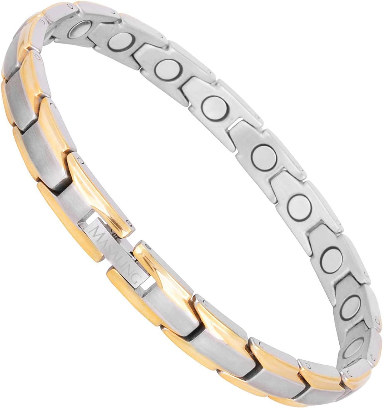 Magnetic Bracelet for Women,Elegant Titanium Magnetic Therapy Bracelet Pain Relief for Arthritis and Carpal Tunnel Golden&Silver