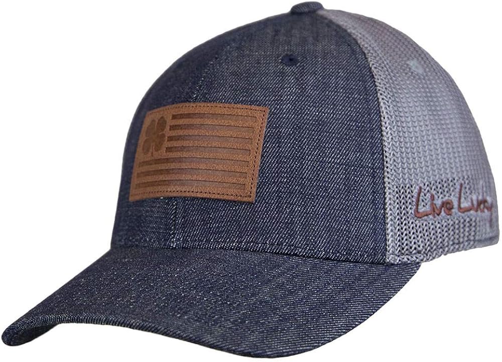 Black Clover Nation Leather Adjustable Hat Navy/Charcoal Amazon.co.uk