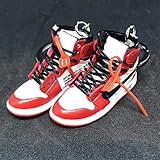 Pair Air Jordan 1 I High Retro Off White Chicago Bulls OG Sneakers Shoes 3D Keychain Figure