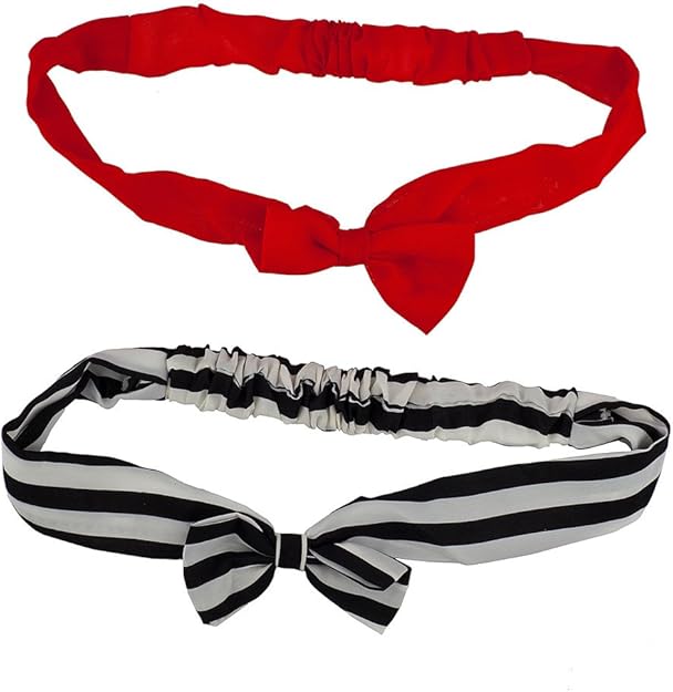 Lux Accessories Red Zebra Stripe Bow Stretch Headband Set