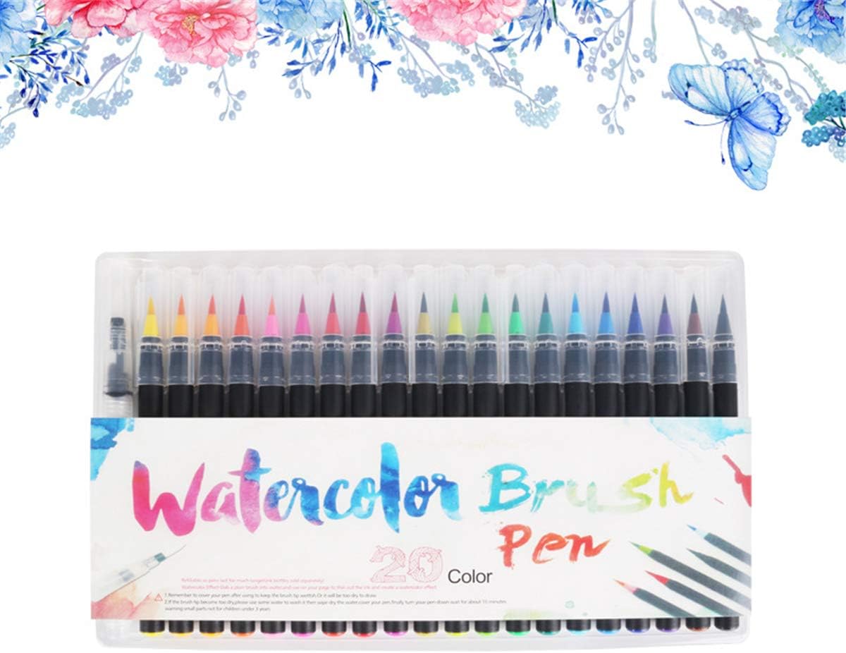 SimpleLif Brush Pens,20 Color Watercolor Brush Pen Set Soft Brush Paint Markers for Coloring Books Manga Comic Calligraphy