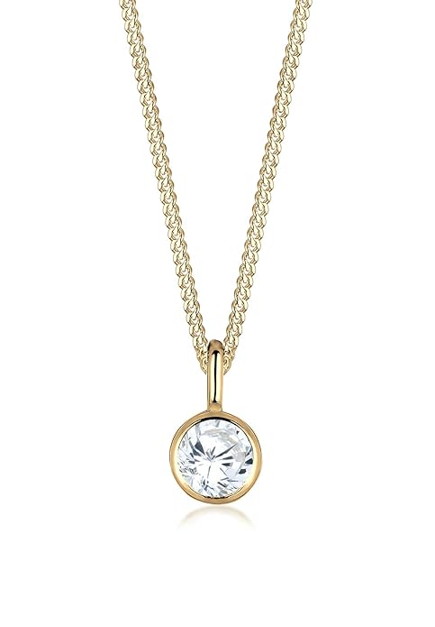 Elli Premium Halskette Solitär Zirkonia 585 Gelbgold