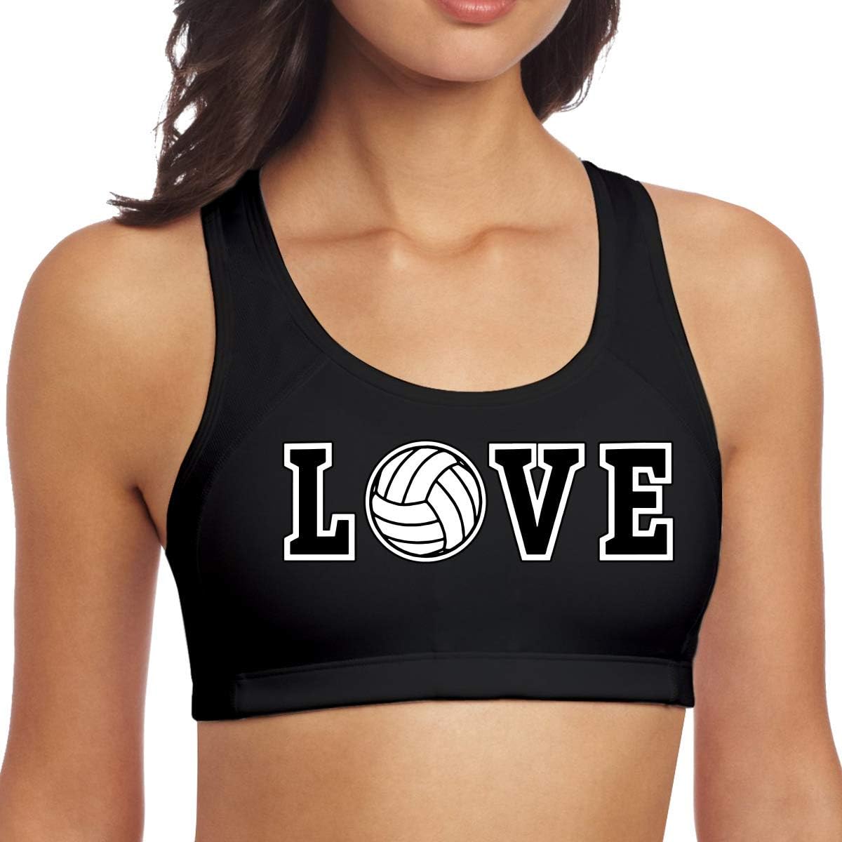 TeMcn_diy Love Spelled with Volleyball Women Sports Bras Soft Aerobics