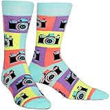 Sock It To Me Men's Say Cheese Retro Camera Photographer Crew Socks