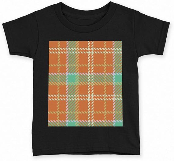 Amazon Igsticker プリント Tシャツ キッズ 子供 90 サイズ Size おしゃれ クルーネック 黒 ブラック T Shirt チェック ボーダー チェック 緑 オレンジ Tシャツ カットソー 通販