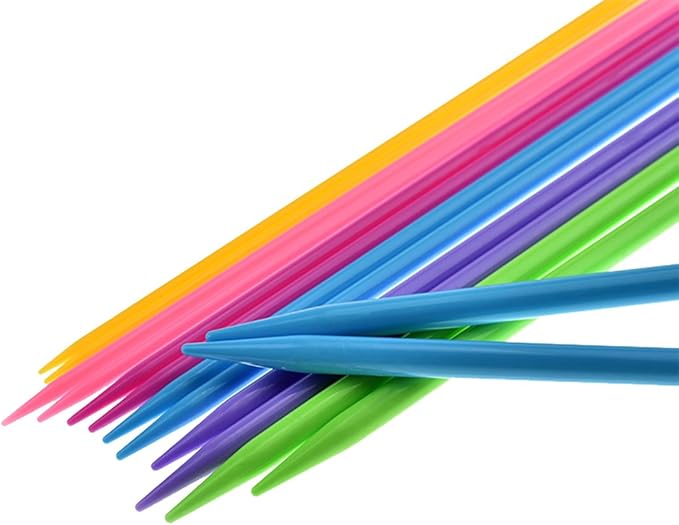 LissomPlume Plastic Double Pointed Knitting Needles Set 7 Pairs Colorful Clothing