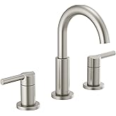 Delta Nicoli Brushed Nickel Faucet 3 Hole, 8 Inch Widespread Bathroom Sink Faucet for Vanity, Push-Pop Drain Assembly, Stainless 35749LF-SS