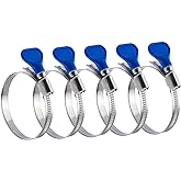 POWERTEC 70127 2-1/2 Inch Key Hose Clamp, Adjustable Stainless Steel Hose Clamps for Dust Collector and Dryer Vent Hose, Worm Gear Clamp, 5 pack