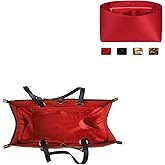 ZTUJO Purse Organizer Insert For Handbags, Silk Purse Organizer with Zipper, Silky Smooth, Bag Organizer For Speedy Neverfull Tote,onthego,Artsy, 6 Sizes(Large, Silky Red)