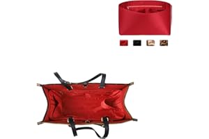 ZTUJO Purse Organizer Insert For Handbags, Silk Purse Organizer with Zipper, Silky Smooth, Bag Organizer For Speedy Neverfull Tote,onthego,Artsy, 6 Sizes(Large, Silky Red)