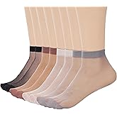 Kifmurase 20 Pairs Women's Ankle High Sheer Socks for Women Soft & Thin Nylon Socks Nude Ankle Stocking with Reinforced Toe
