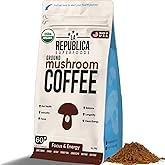 La Republica Ground Mushroom Coffee, Organic Fair Trade Arabica with Superfood Mushrooms (Medium Roast, 60 Servings)
