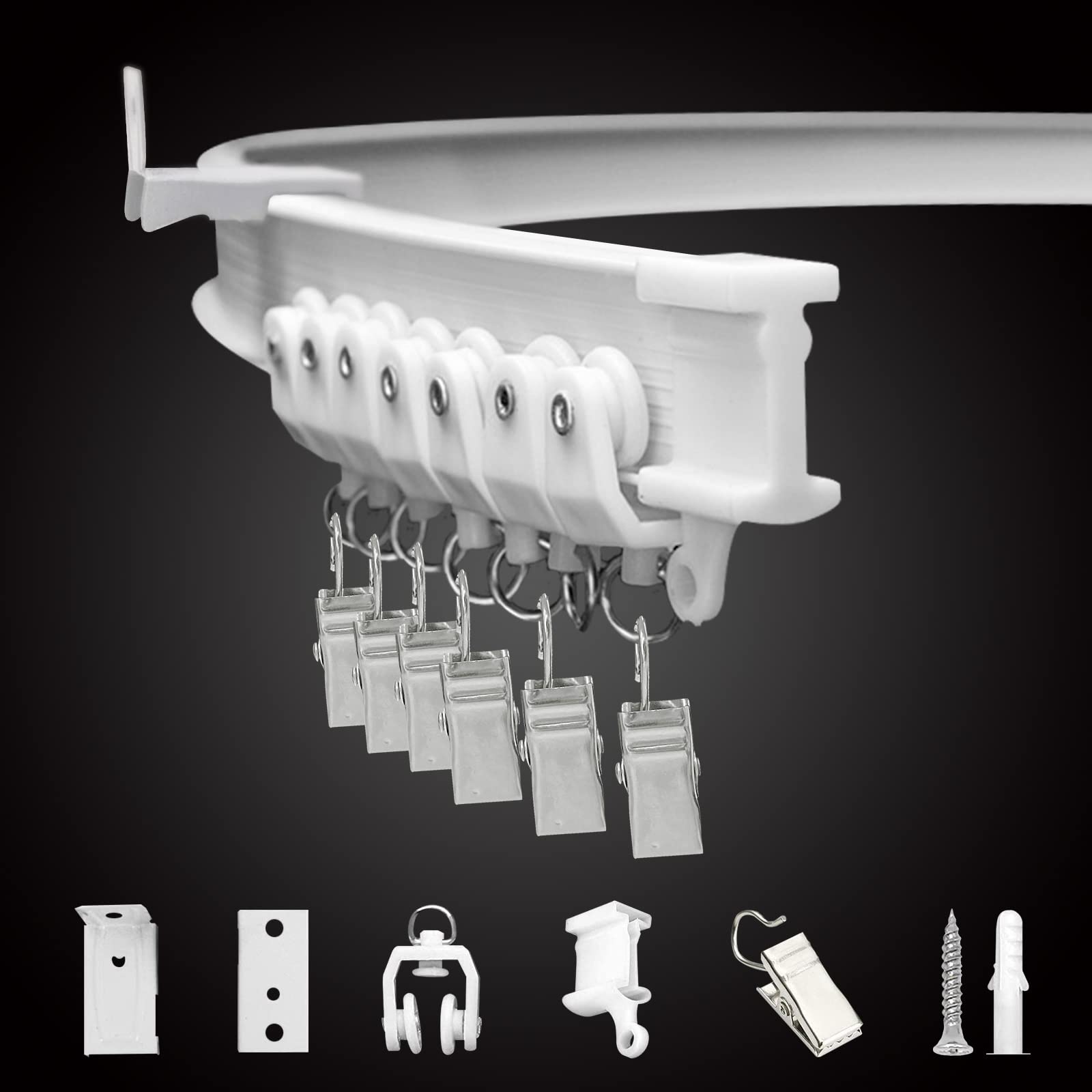 TOKPLNU Curtain Rail,Ceiling Curtain Track, Flexible Bendable Curtain Track 3Meters Ceiling Track for Curtains Curved Curtain Rail Track Wall Mount System for Room Divider Baby Window