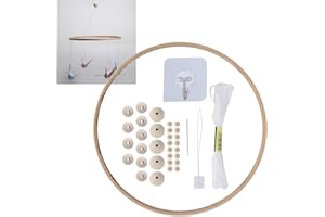 YUECOOM DIY Baby Wooden Mobile Hanger Round, Bed Bell Frame for Crafts Mobile Kit Wind Chime Bell for Room Home Decor Gift for Kids Wooden Mobile Kit
