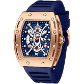 MF MINI FOCUS Watch for Men Wristwatch Fashion Hollow Big Dial Luminous Waterproof Sport Analog Quartz Business Mens Watches Blue Silicon Strap Dress Watch