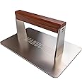 Manucode Stainless Steel Bacon Press - 3.2 LB Heavy Cooking Weight, Ideal for Flat Top Grill - Griddle Accessories for Searing Smash Burger, Steak, Sandwich - 9.25 x 5.7 Inches, Flat Bottom, Rectangle