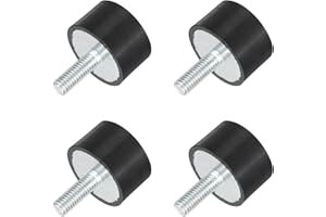 uxcell M6 Thread Rubber Mounts, Vibration Isolators, Cylindrical Shock Absorber with Studs 25 x 15mm 4pcs