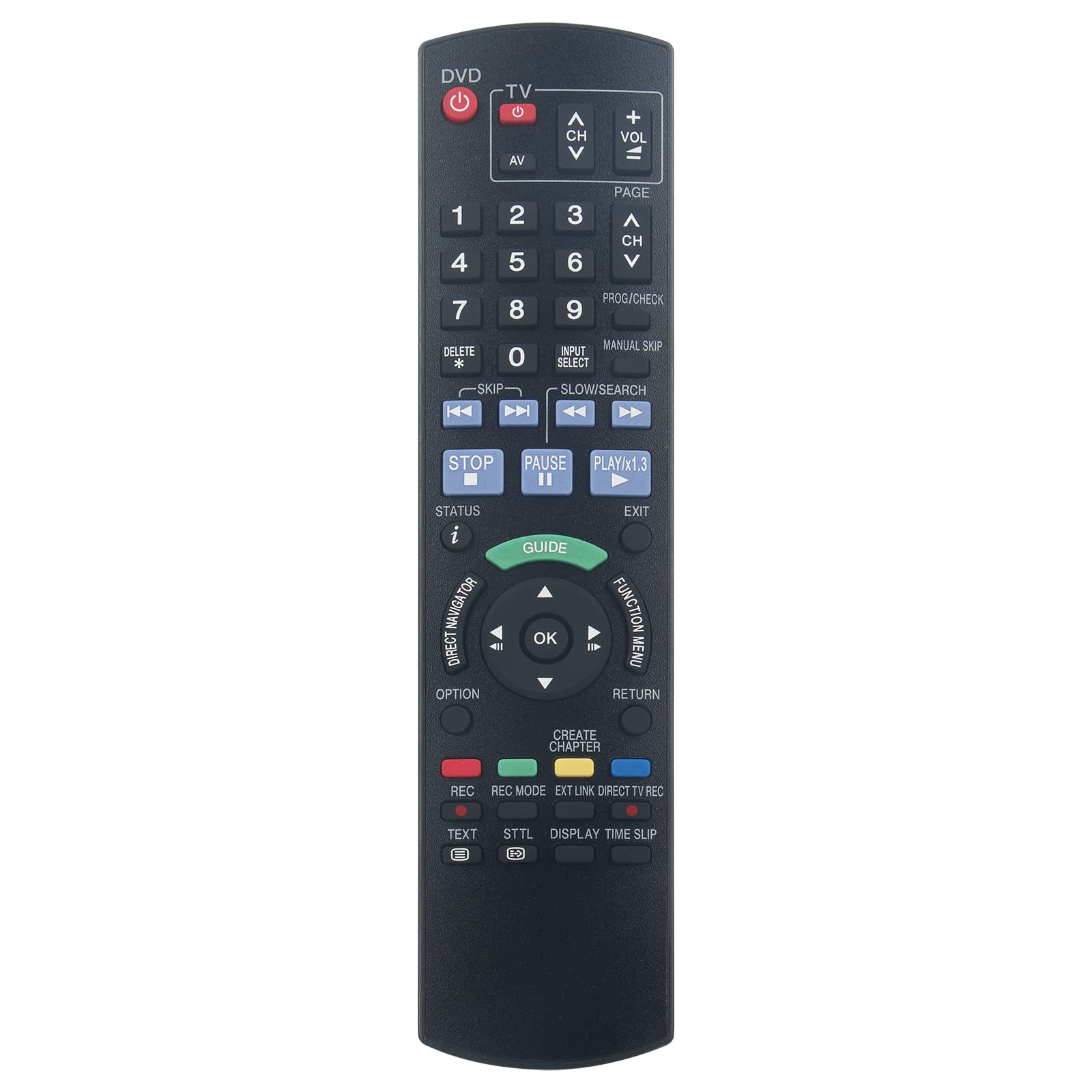 VINABTY New N2QAYB000126 Replaced Remote Control N2QAYB000126 DVD Remote Control Replacement fit for Panasonic DVD Recorder DVD DMREX27EB DMREZ27EB DMREZ28EBK DMREZ28/EBK DMREZ27/EB Remote Controller