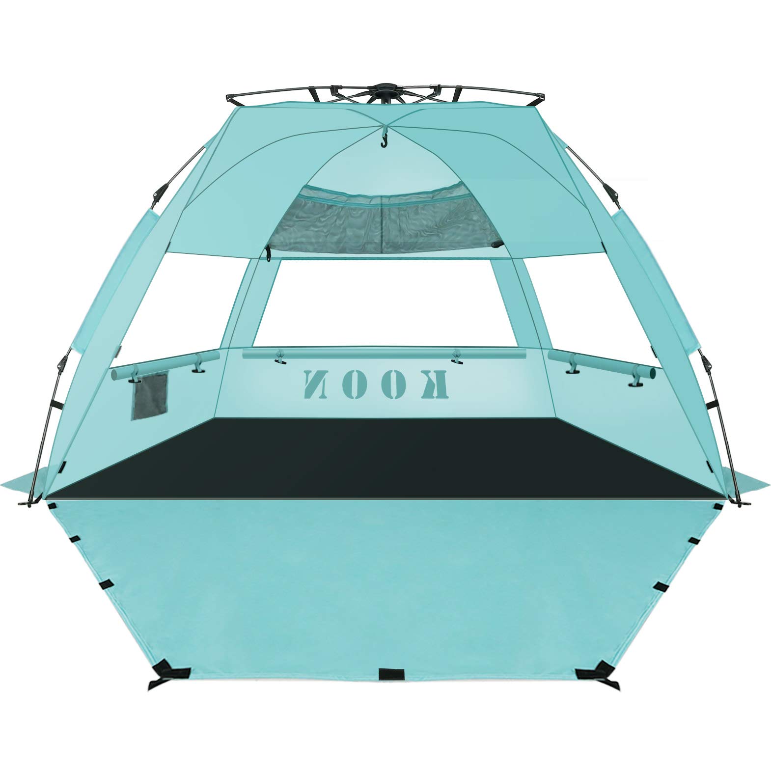 KOON Beach Tent Sun Shelter Pop Up - Easy Setup Beach Shade for 3-4 Person with UPF 50+ Protection, Extended Floor & 3 Ventilation Windows