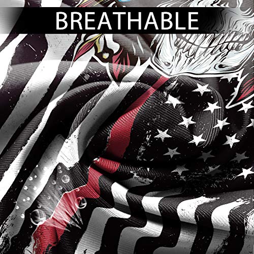 Cooling Neck Gaiter for Men Summer, Black Skull American Flag Face Mask, Cloth Designer Face Mask Scarf for Fishing Ski, Face Bandana Mask for Women Balaclava, Sun Protection Face Sleeve