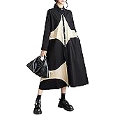 ellazhu Womens Fall Casual Patchwork Funky Long Sleeve Designer Dress Loose Blouse GY2787 A
