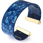 FAERLIIRY Wide Cuff Bangle Bracelets for Women Acrylic Resin Tortoise Chunky Bangles Adjustable Colorful Open Wrap Wide Bracelet Statement Jewelry Gifts (Blue)