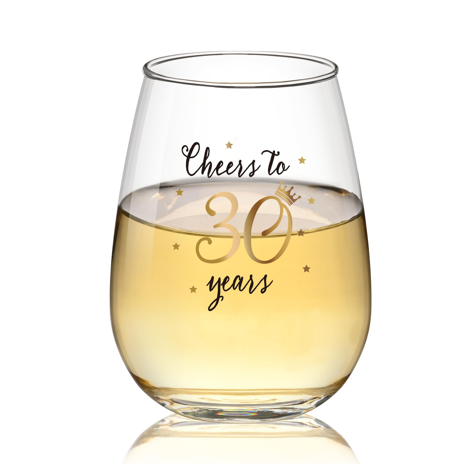 Livole 30th Birthday Gifts for Women Men, 15oz Stemless Cheer to 30 Years Birthday Wine Glass, 30th Wedding Anniversary Party Decoration, Unique Unbreakable Wine Tumbler for Friend Turning 30