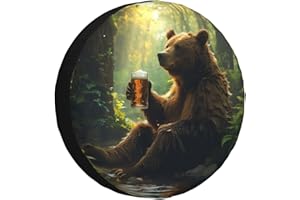 KRIRTEH Bear Holding A Beer Mug Spare Tire Cover Weatherproof Universal Wheel Protectors Wheel Covers for RV Camper Travel Trailer SUV Truck 14 Inch