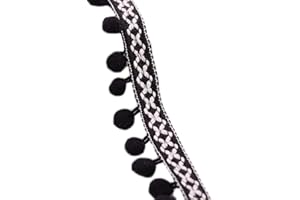Yalulu 20 Yards Embroidered Trim Ribbon Pompoms Trim Fringe Ribbon Pom Pom Crafts Tassel Lace DIY Sewing Accessories Supplies