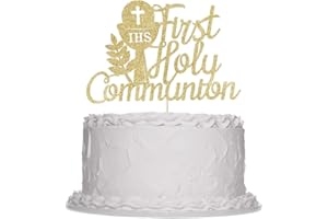 Sleyberoy First Holy Communion Cake Topper-Suitable for Ramadan, Baptism, Religious Baptism,Baby Shower, Children's Birthday, God Bless, Communion Party, Wedding, Photo Studio Photo Props (Left)