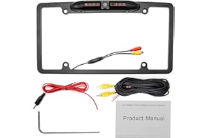 AXGSRV Heavy-Duty License Plate Frame Backup Camera, Waterproof Wide Angle Reversing Camera with Night Vision, Universal Fit 