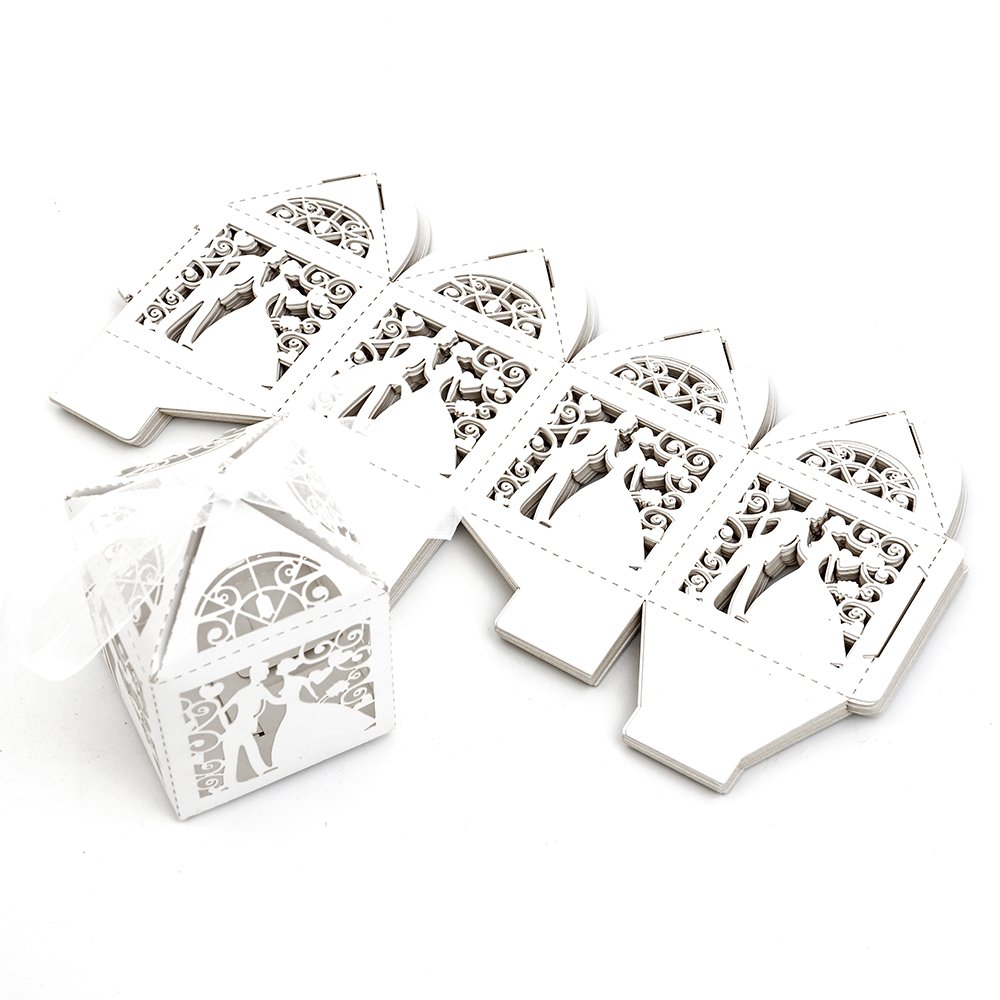 25 x Wedding Favour Box Candy Box Cardboard Gift Box (Bride & Groom Design)
