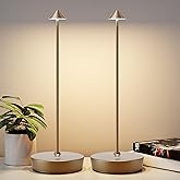 YIBEN 2Pack Rechargeable Cordless Table Lamp, Portable Powered LED Battery 6000mAh Metal USB Desk Lamp, 3 Levels Brightness Light for Restaurants Outdoor (2pack Titanium)