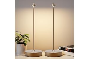YIBEN 2Pack Rechargeable Cordless Table Lamp, Portable Powered LED Battery 6000mAh Metal USB Desk Lamp, 3 Levels Brightness Light for Restaurants Outdoor (2pack Titanium)