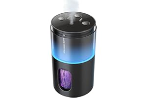 Pmsusoow Waterless Diffuser for Essential Oil: Mini Battery Scent Diffuser for Room&Home&Car with 9 Colors LED Light - Aroma Cool Mist Obsidian Black