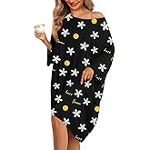KFUBUO Plus Size Nightgowns for Women Oversized Sleep Tshirts Dress Short Sleeves Sleepwear With Pocket Fit S-5XL
