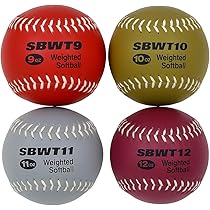Lot De 4 Balles De Softball Lestées Martwort – Pour Entraînement Force – 12, 11, 10, 9 Oz