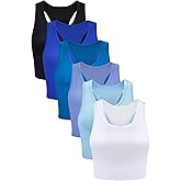 6 Pieces Basic Sleeveless Racerback Sports Crop Tank Tops for Women Girls Daily Wearing