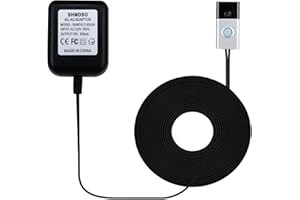 SHMDSO 18Volt Doorbell Power Supply 33 Foot Output Line and 18V500MA Transformer Converter Compatible with Arlo, Nest, Wyze, Eufy, Ring Video Doorbell Power Adapte（33 feet Black）