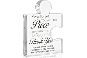 YIGAUE Thank You Appreciation Gifts for Coworkers, Retirement Goodbye Gift for Coworkers Colleagues Employees, Never Forget You Are the Piece That Made the Difference Acrylic Puzzle Piece Plaque Office Decor